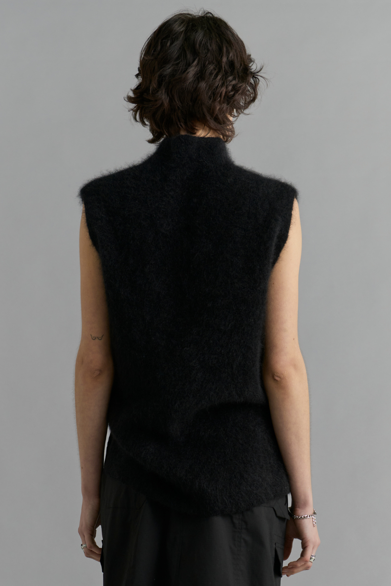 Black Koa Mohair Blend Sleeveless Knit