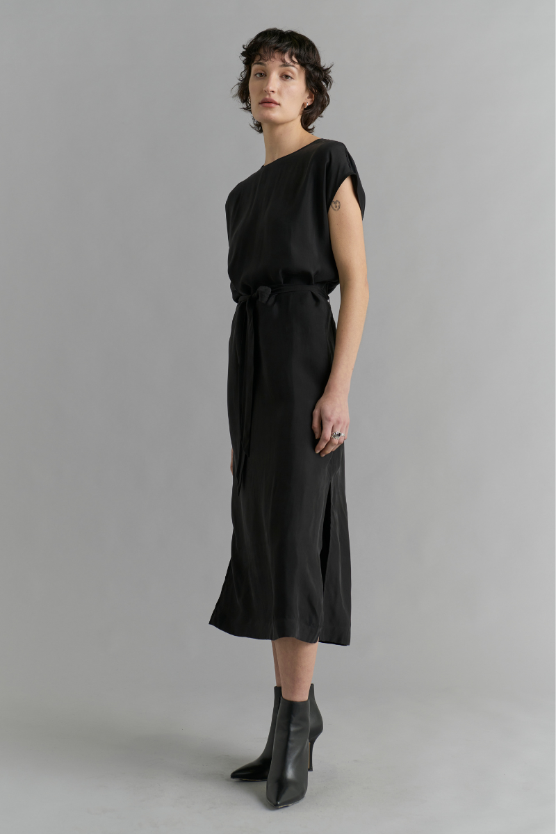 Black Escape Cupro Viscose Dress