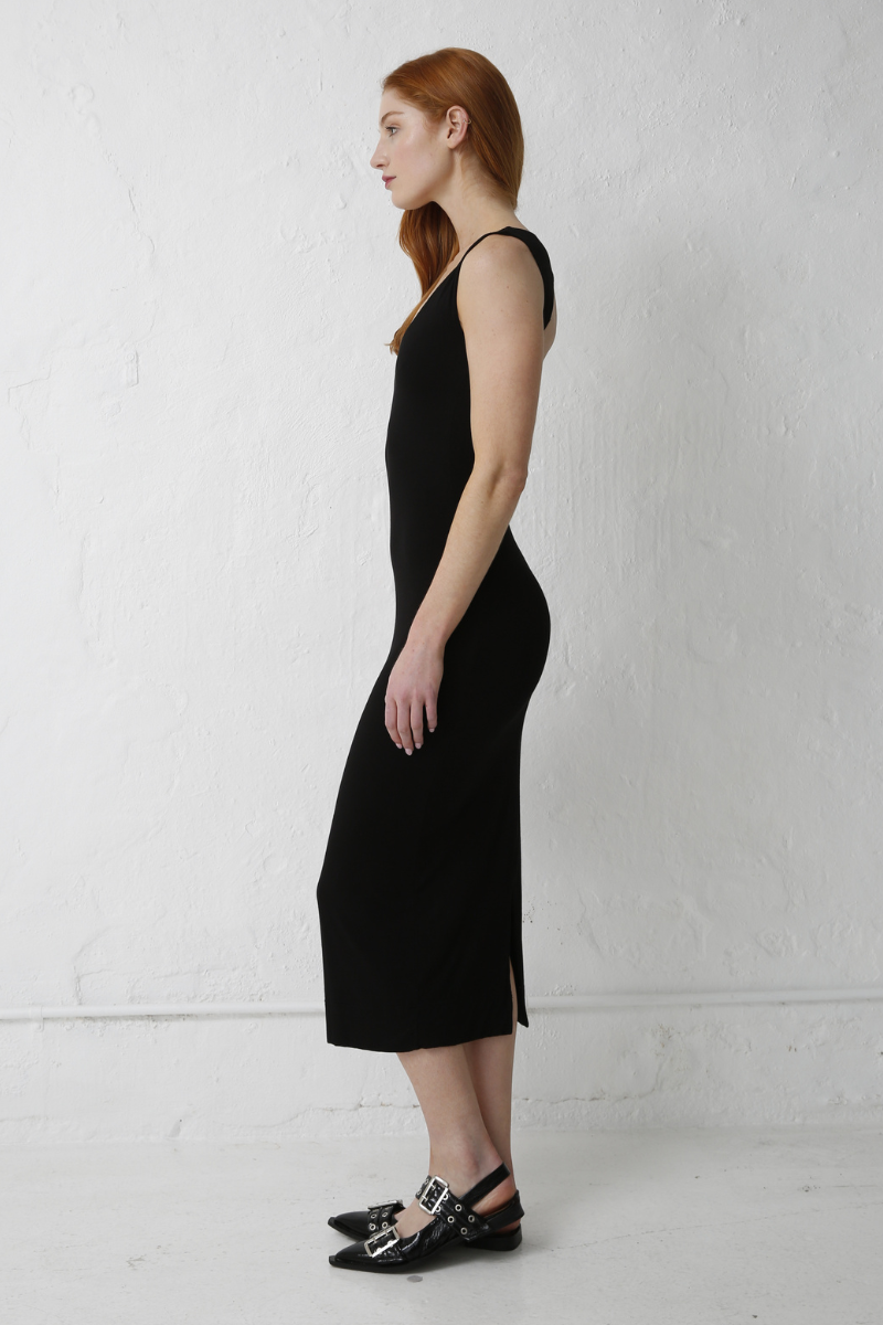 Black Ellia Modal Backless Dress