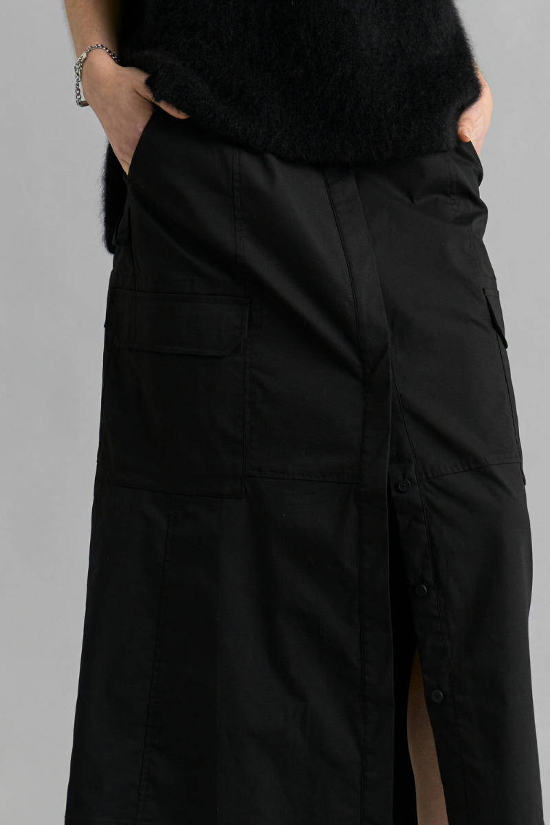 Black Neko Cotton Utility Skirt