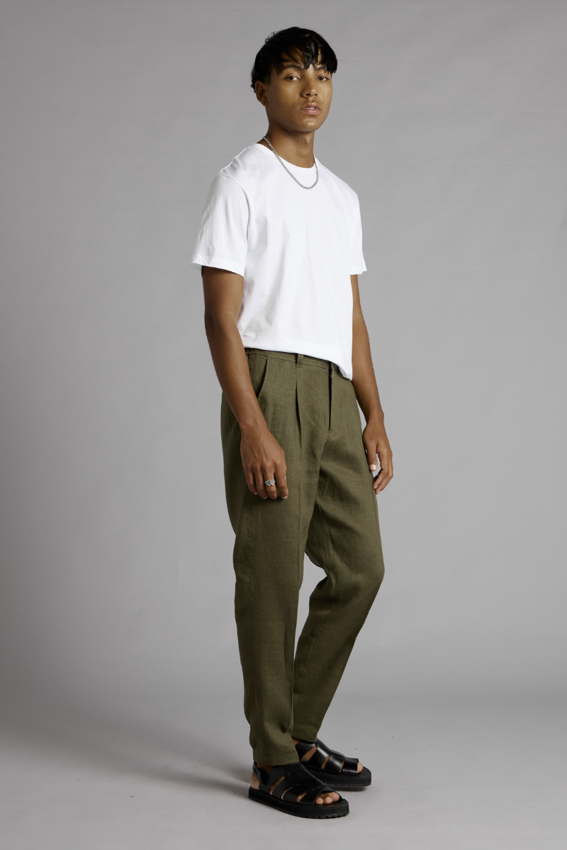 Khaki Osakie GenderU Linen Pants