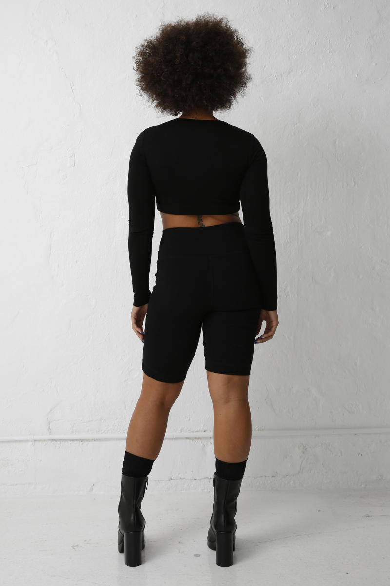 Black Aleggra Modal Cropped Top