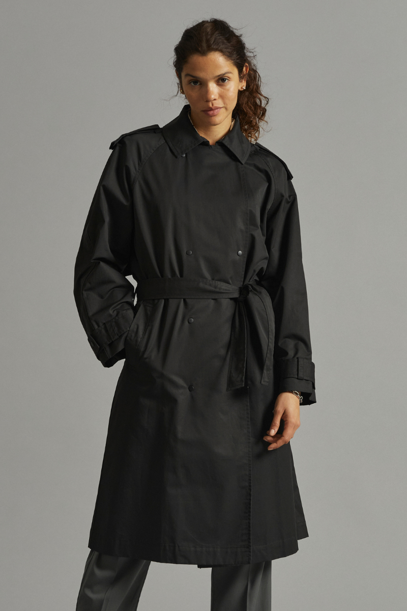 Black Alen Cotton Trench Coat