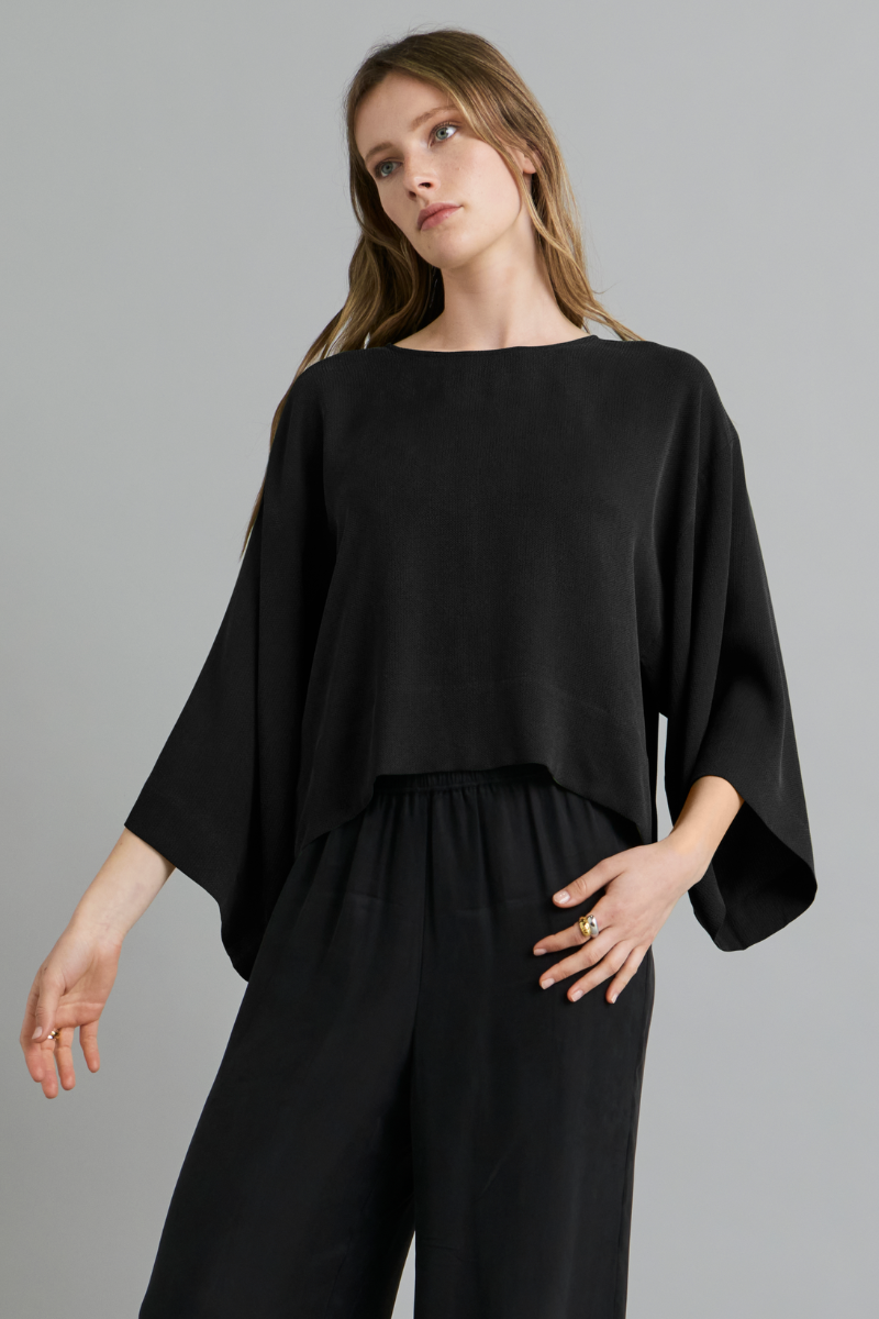 Black Alya Textured Cupro Top