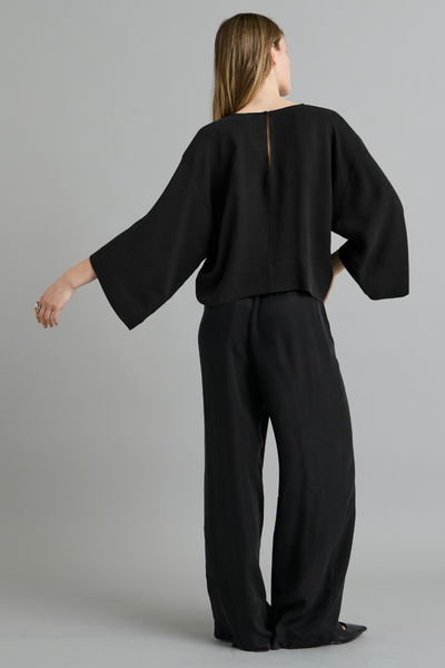 Black Alya Textured Cupro Top