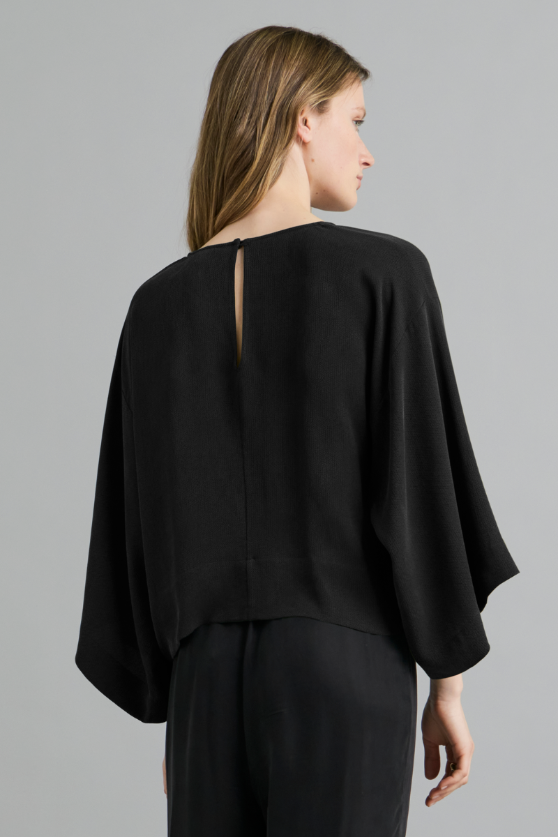 Black Alya Textured Cupro Top