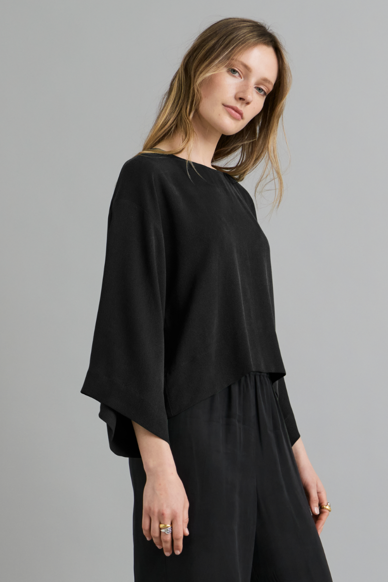 Black Alya Textured Cupro Top