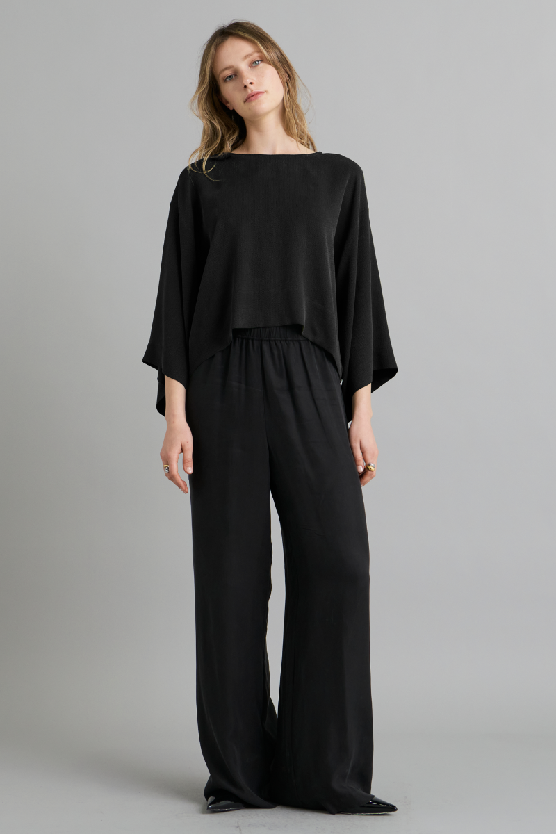 Black Alya Textured Cupro Top