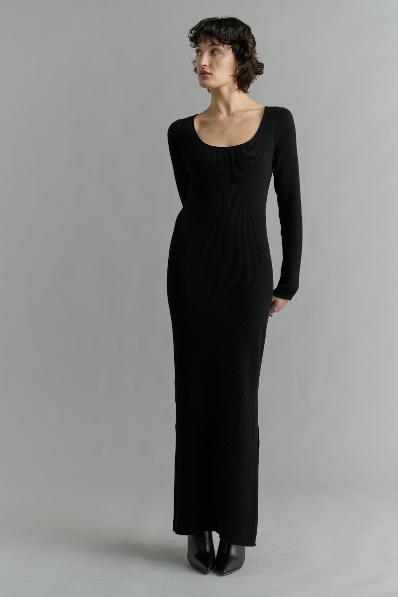 Black Gemini Maxi Knit Dress