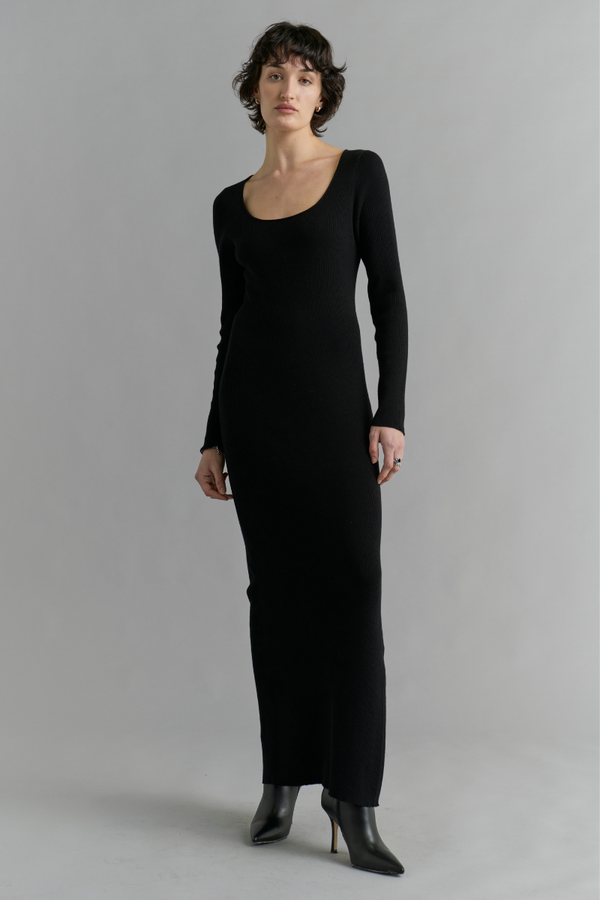 Black Gemini Maxi Knit Dress