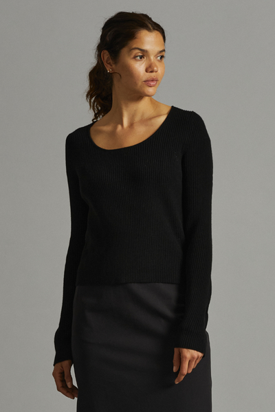 Black Gemini Scoop Neck Cotton Cashmere Knit