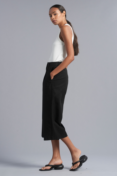 Black Kumo Tencel™ Crop Wide Leg Pant