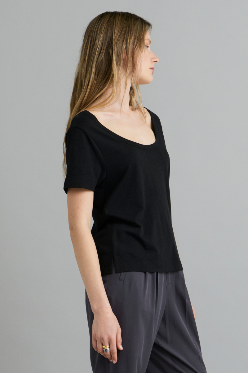 Black Lucia Bamboo Cotton Tee