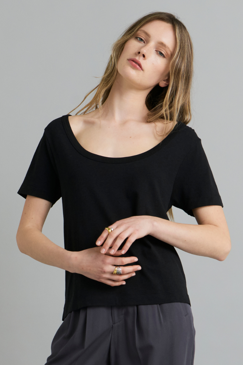 Black Lucia Bamboo Cotton Tee