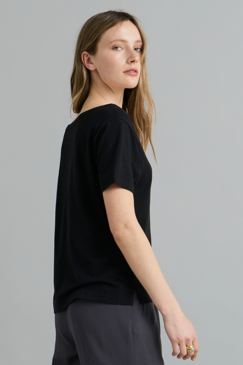 Black Lucia Bamboo Cotton Tee