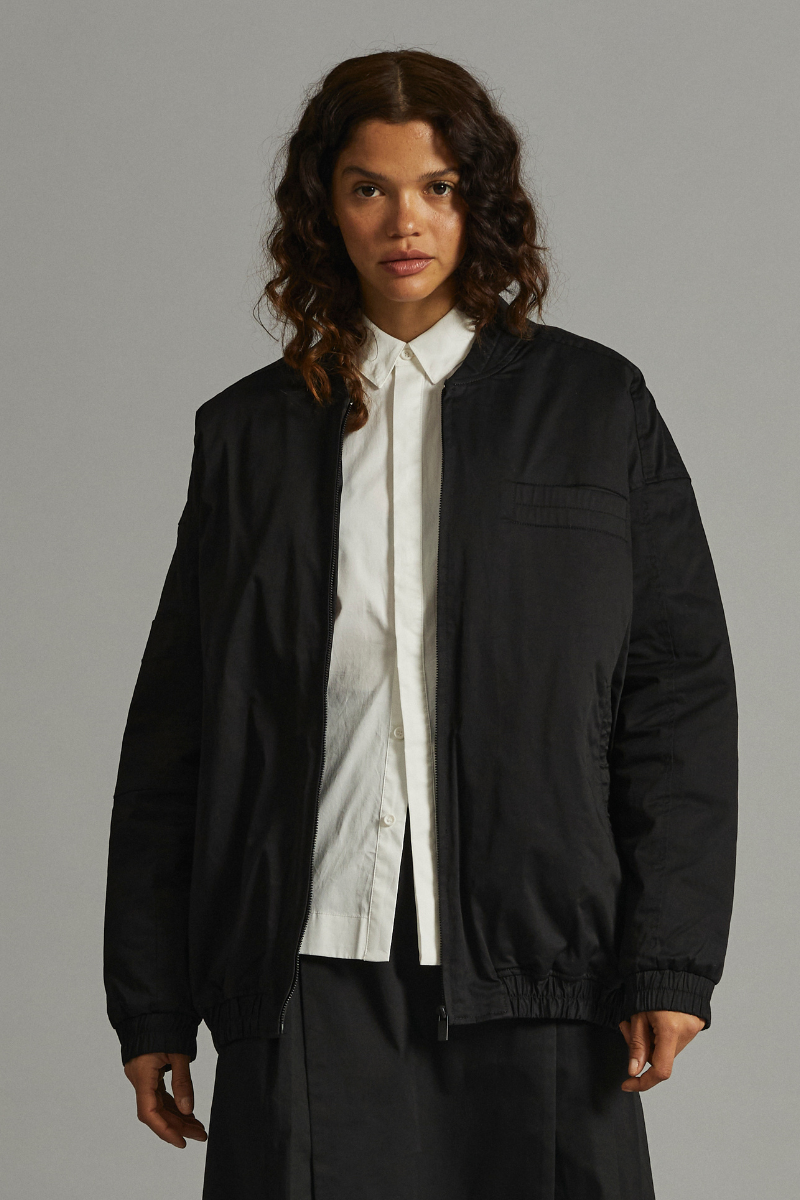 Black Ruco GenderU Oversized Bomber Jacket