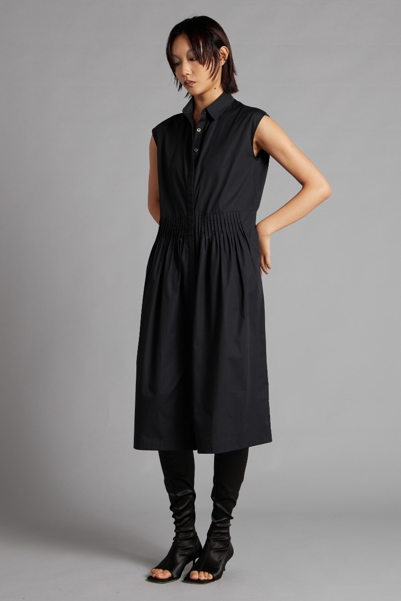 Black Aurora Cotton Sleeveless Dress