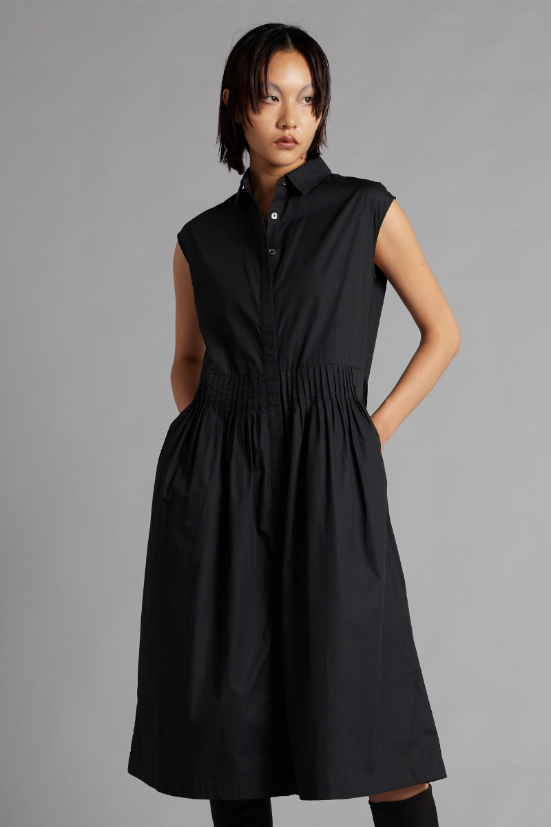 Black Aurora Cotton Sleeveless Dress