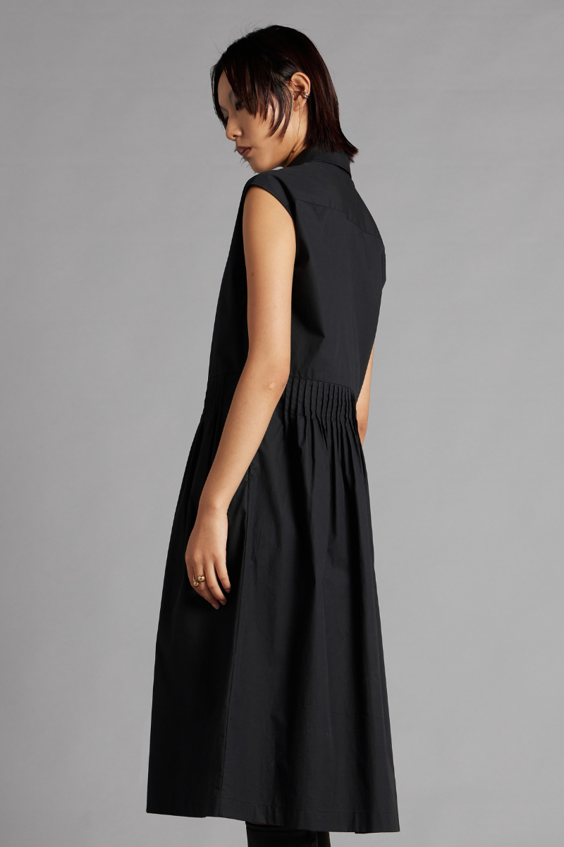 Black Aurora Cotton Sleeveless Dress