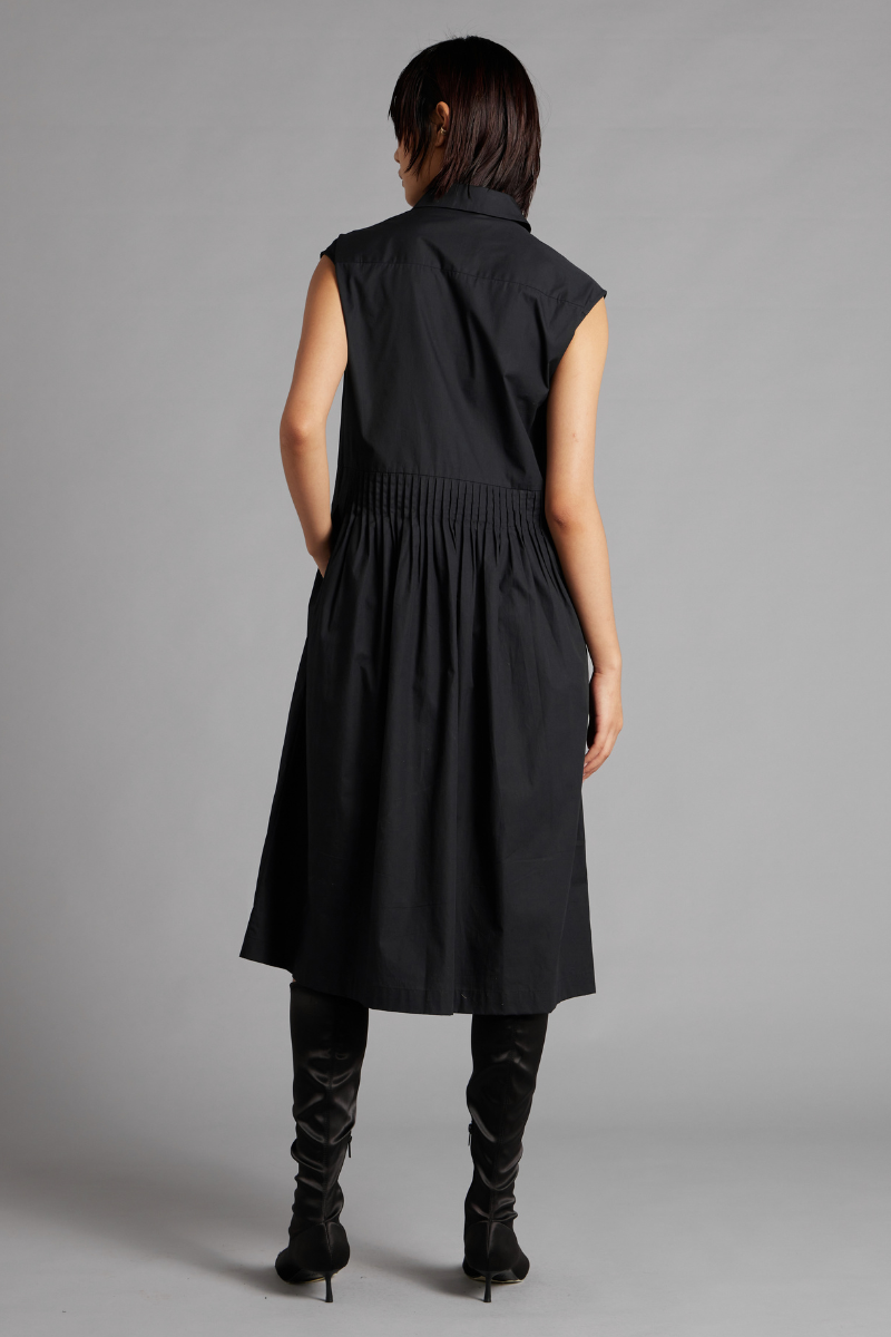 Black Aurora Cotton Sleeveless Dress