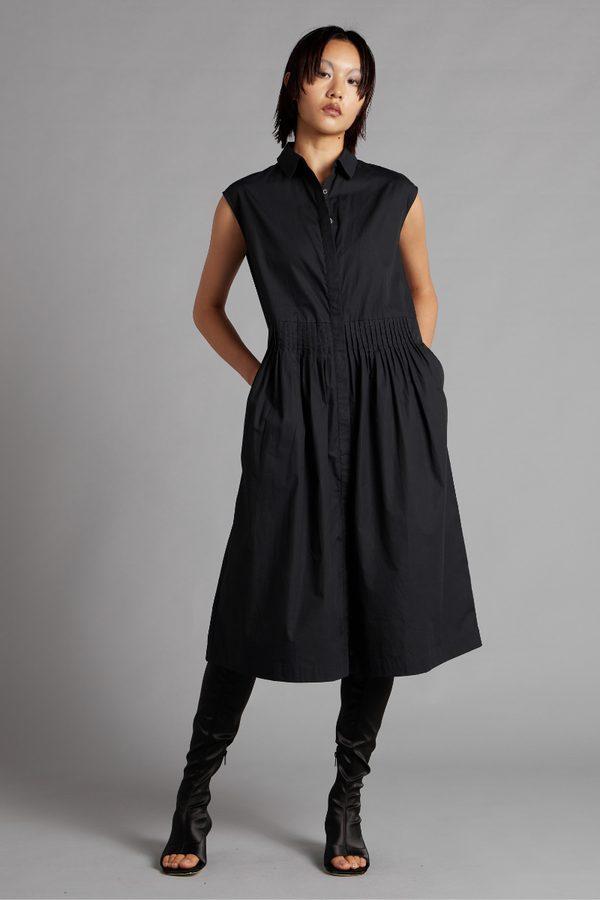 Black Aurora Cotton Sleeveless Dress