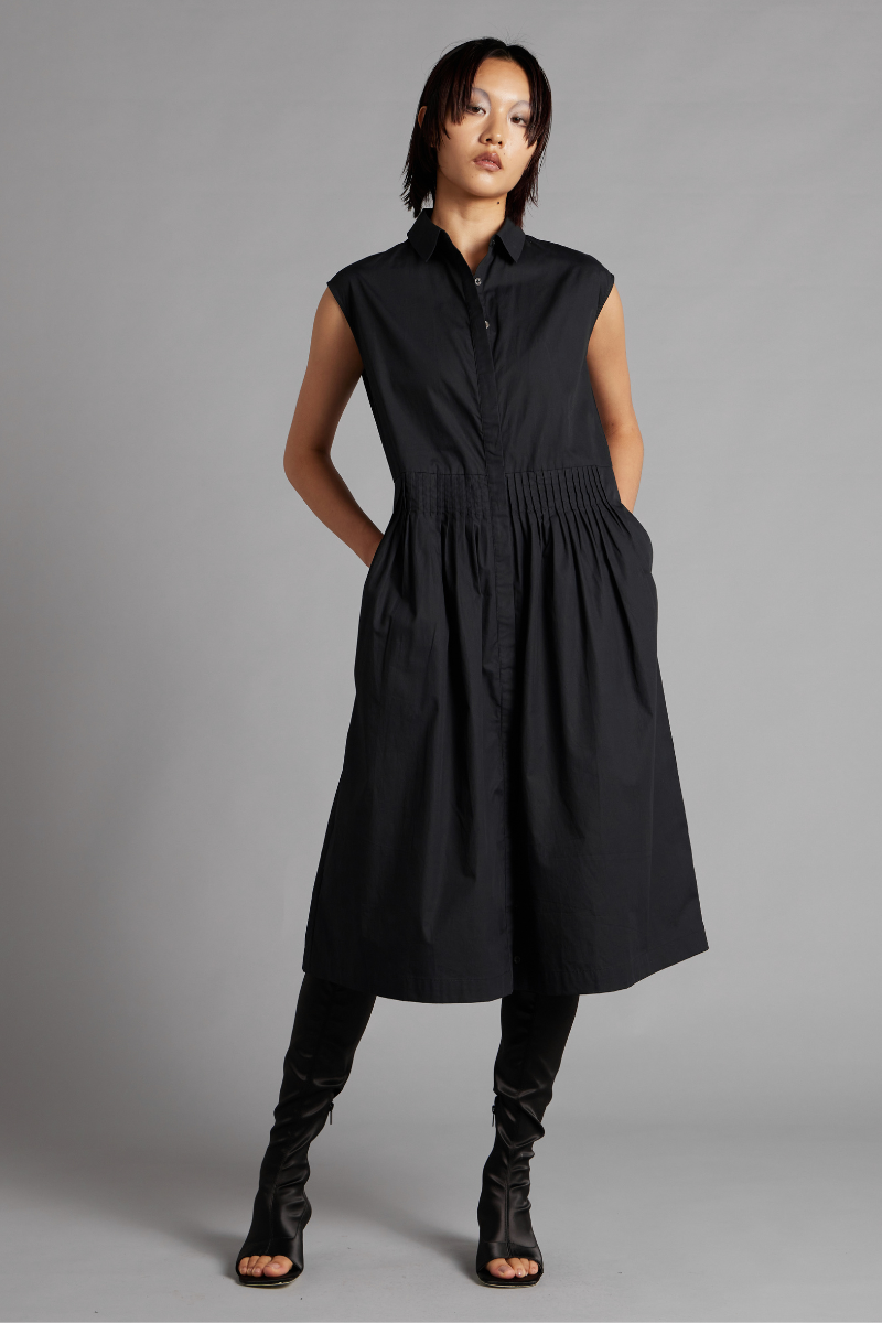 Black Aurora Cotton Sleeveless Dress