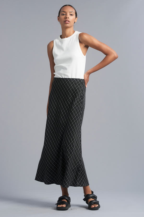 Black White Check Meisa Maxi Skirt