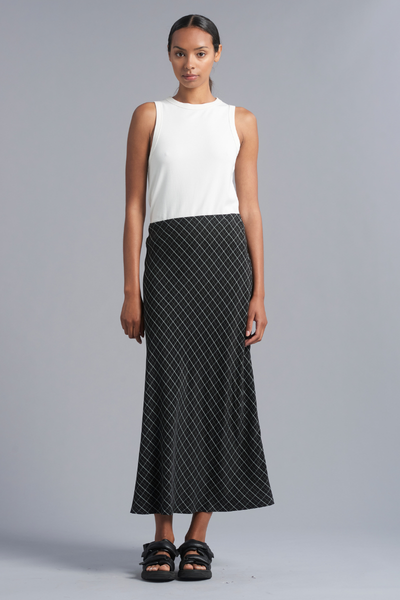 Black White Check Meisa Maxi Skirt