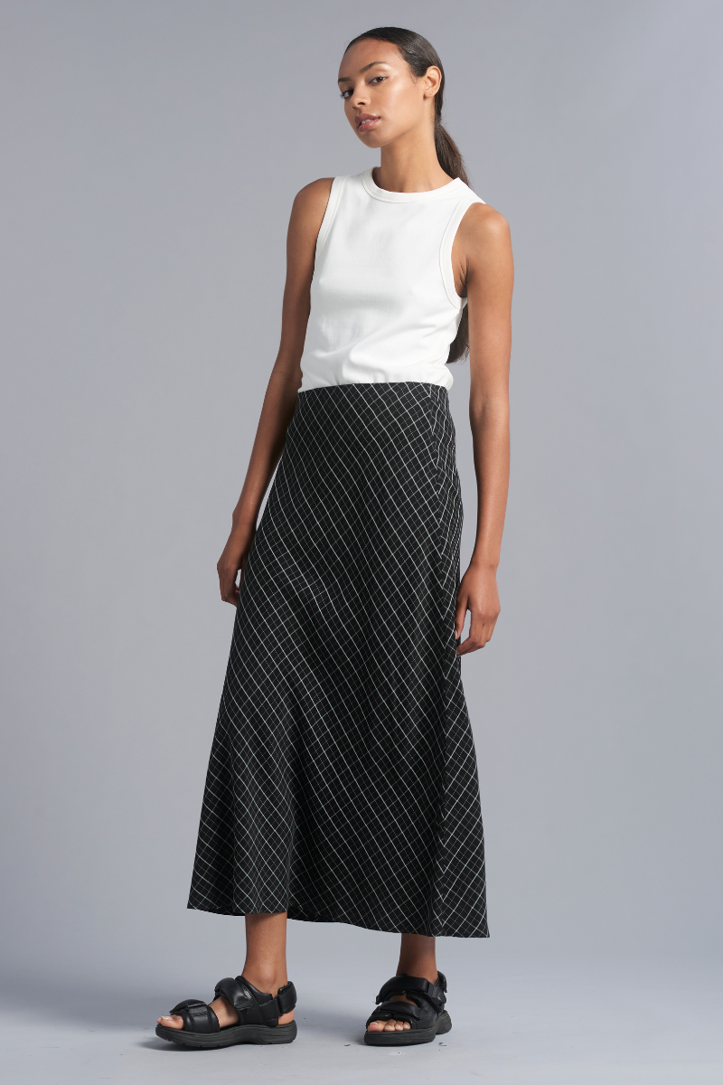 Black White Check Meisa Maxi Skirt