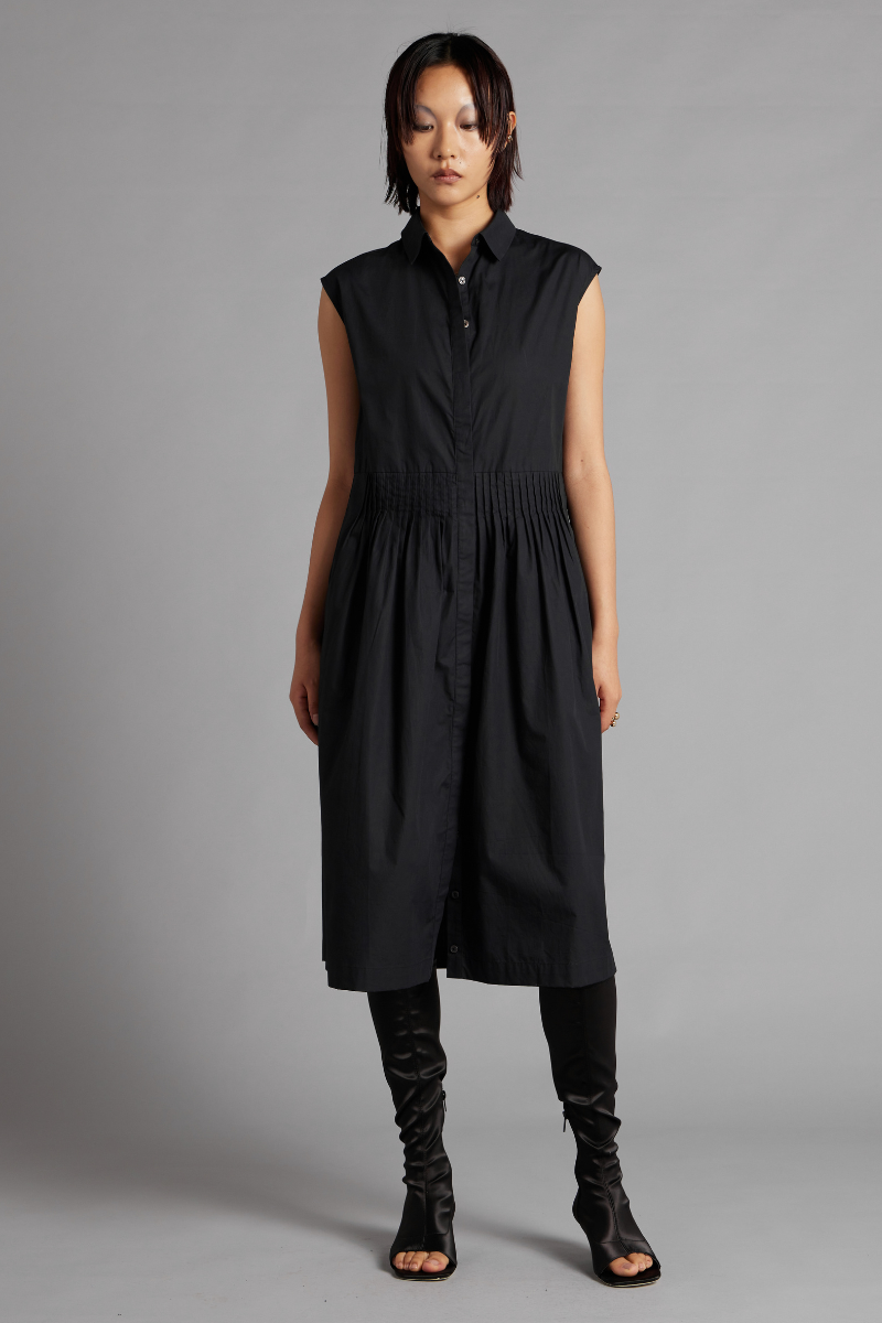 Black Aurora Cotton Sleeveless Dress