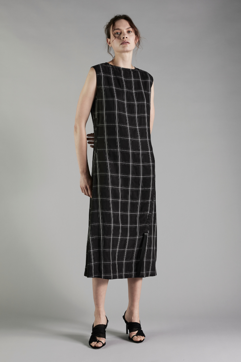 Check Lilit Drawstring Midi Dress