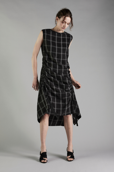 Check Lilit Drawstring Midi Dress