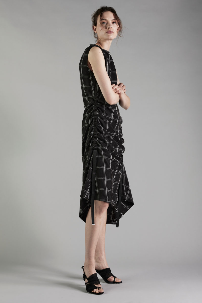 Check Lilit Drawstring Midi Dress