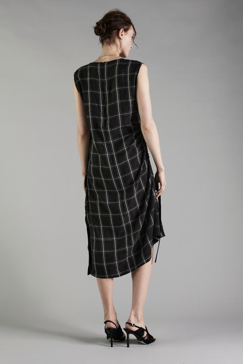 Check Lilit Drawstring Midi Dress