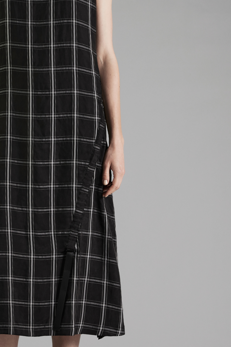 Check Lilit Drawstring Midi Dress