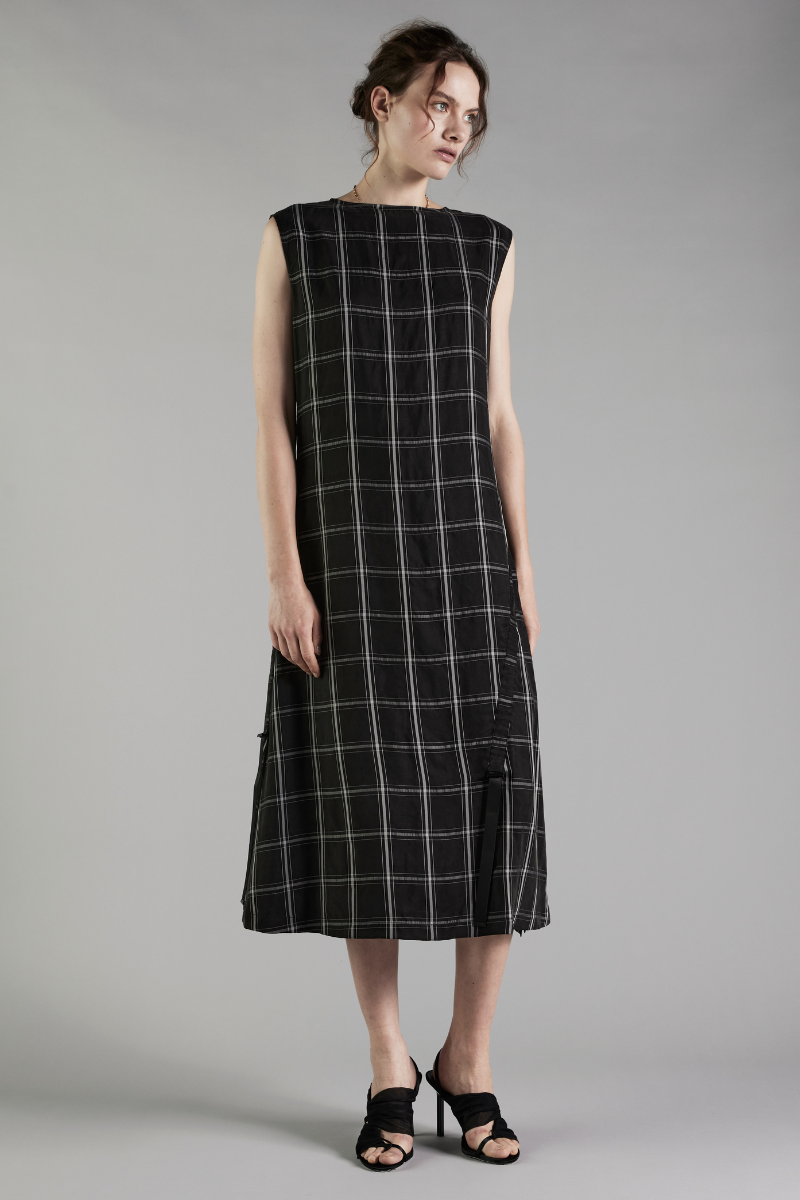 Check Lilit Drawstring Midi Dress