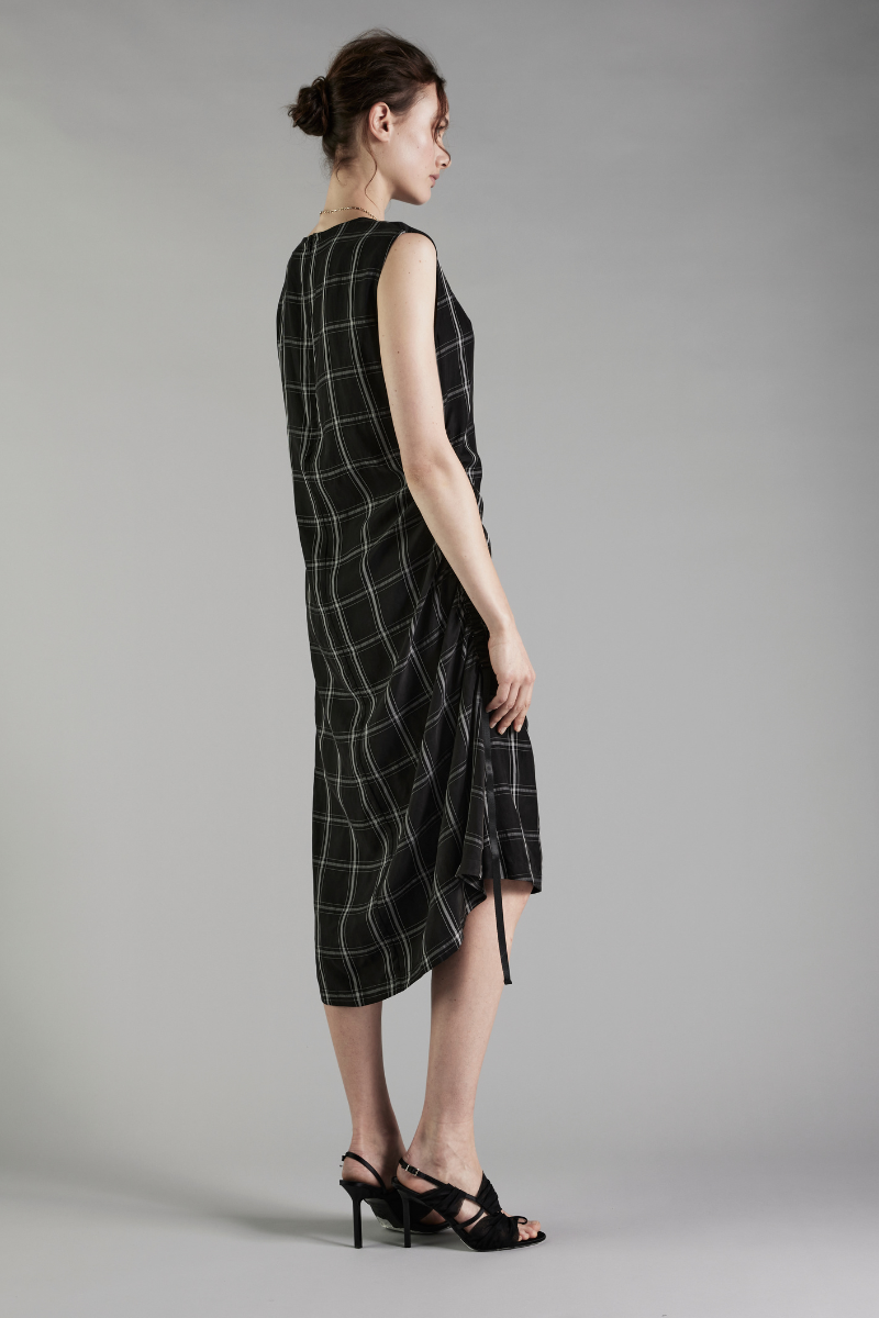 Check Lilit Drawstring Midi Dress