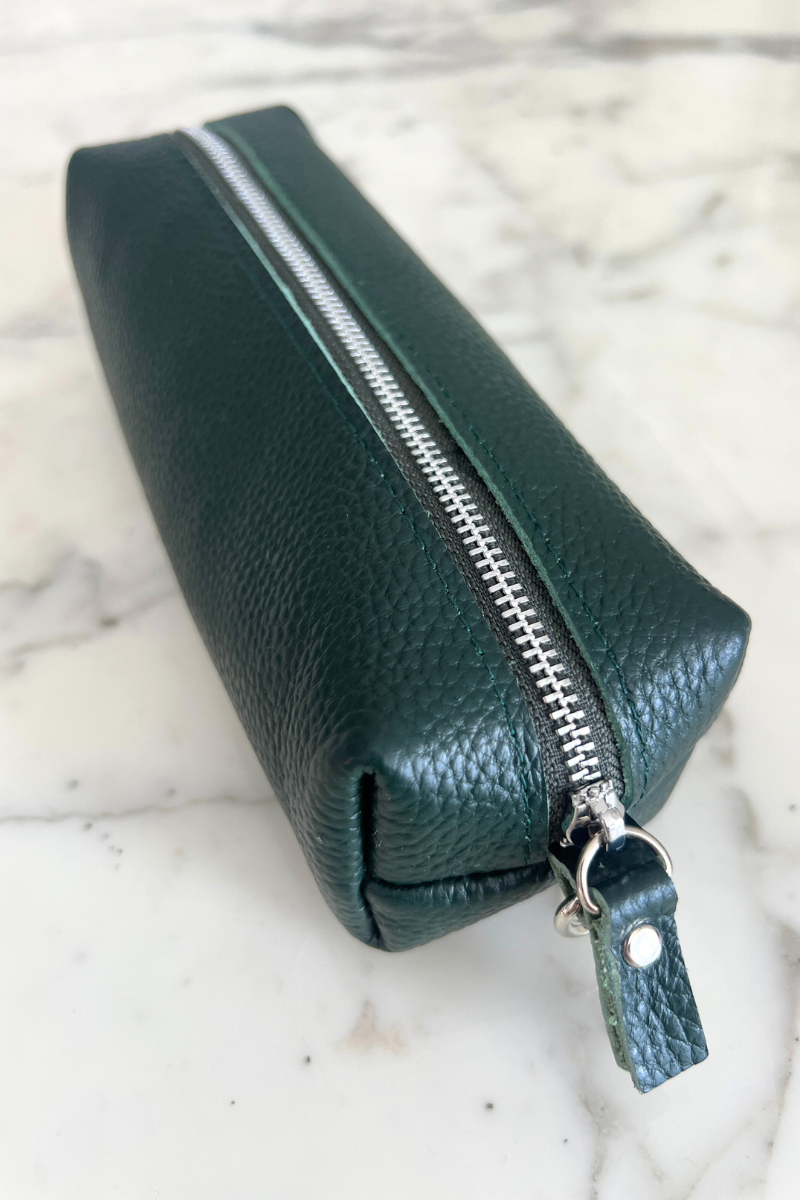 Dark Green Leather Pencil Case