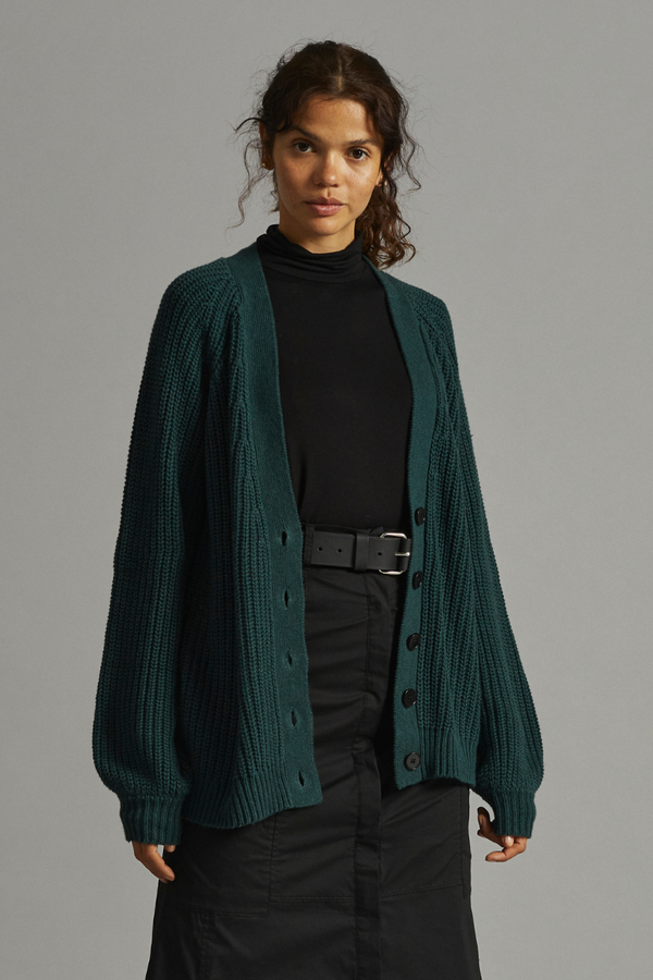 Deep Green Dove V Neck Cardigan