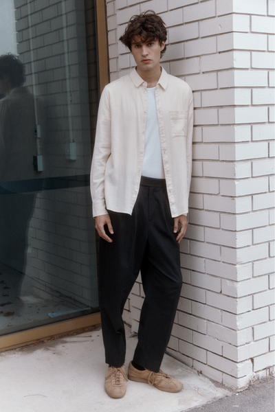 Ecru Bedford Textured Cotton Shirt