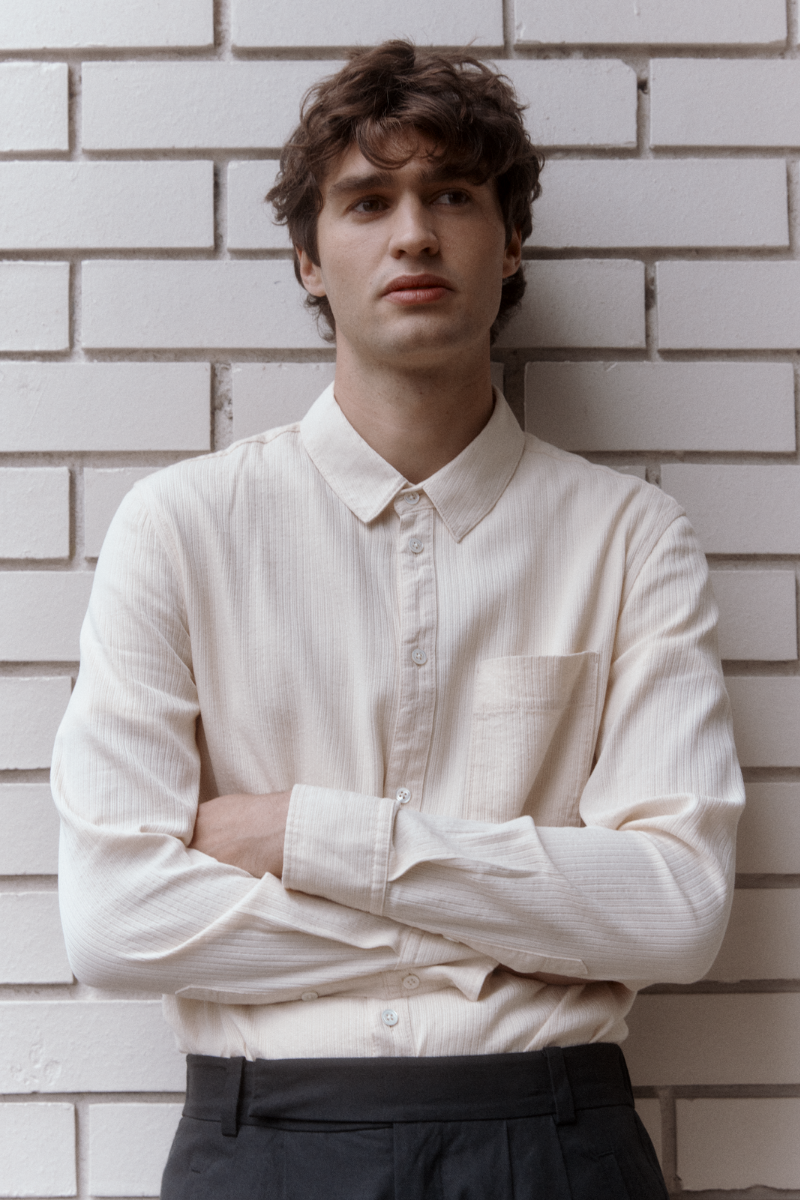 Ecru Bedford Textured Cotton Shirt