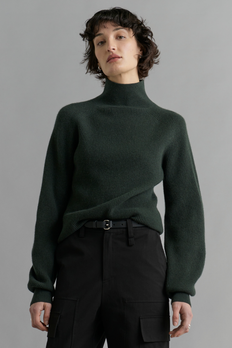 Wool Forest Green Turtleneck Sweater Forest Green Ada Turtleneck