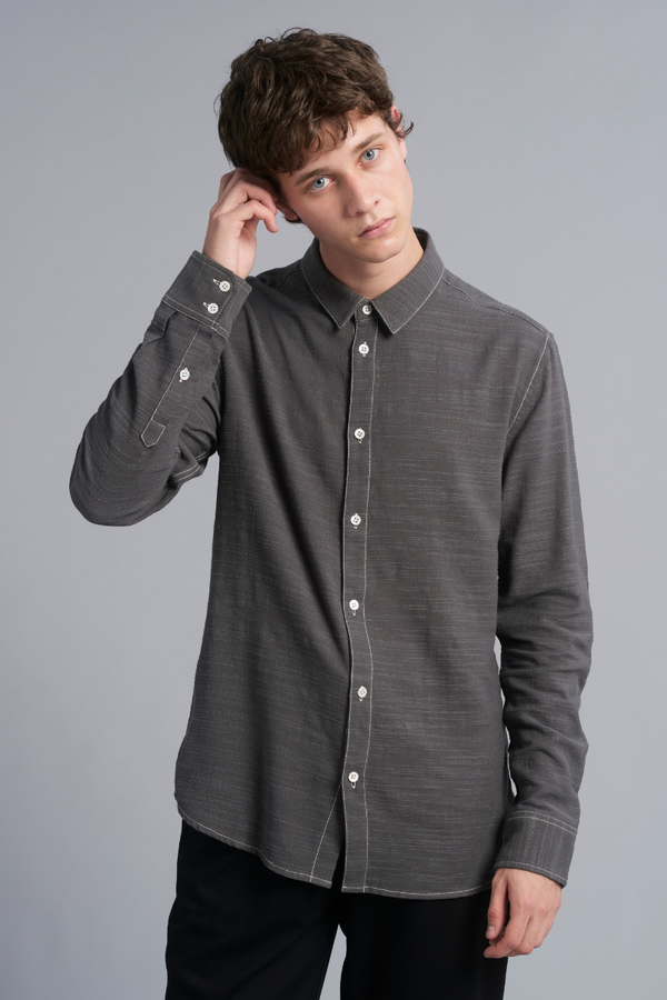 Graphite Contrast Stitch Shirt