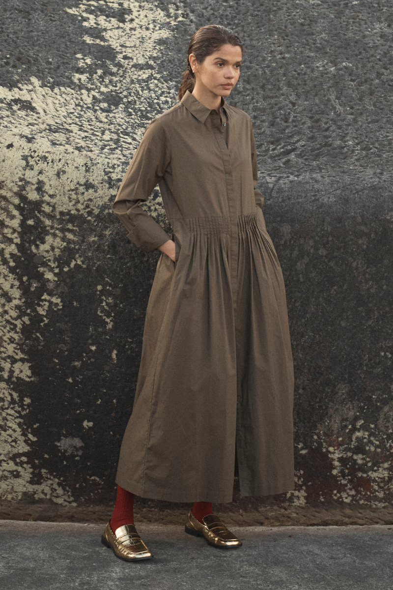 Khaki Aurora Maxi Shirt Dress