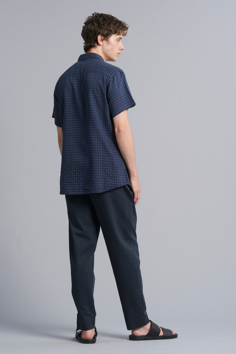 Navy Edgely Cotton Shirt