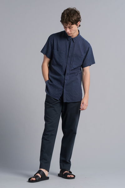 Navy Edgely Cotton Shirt