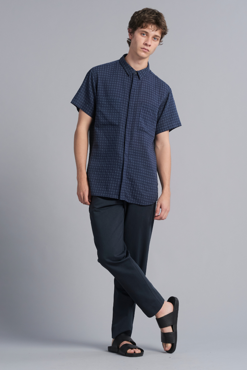 Navy Osakie Tencel™ Cotton GenderU Pants