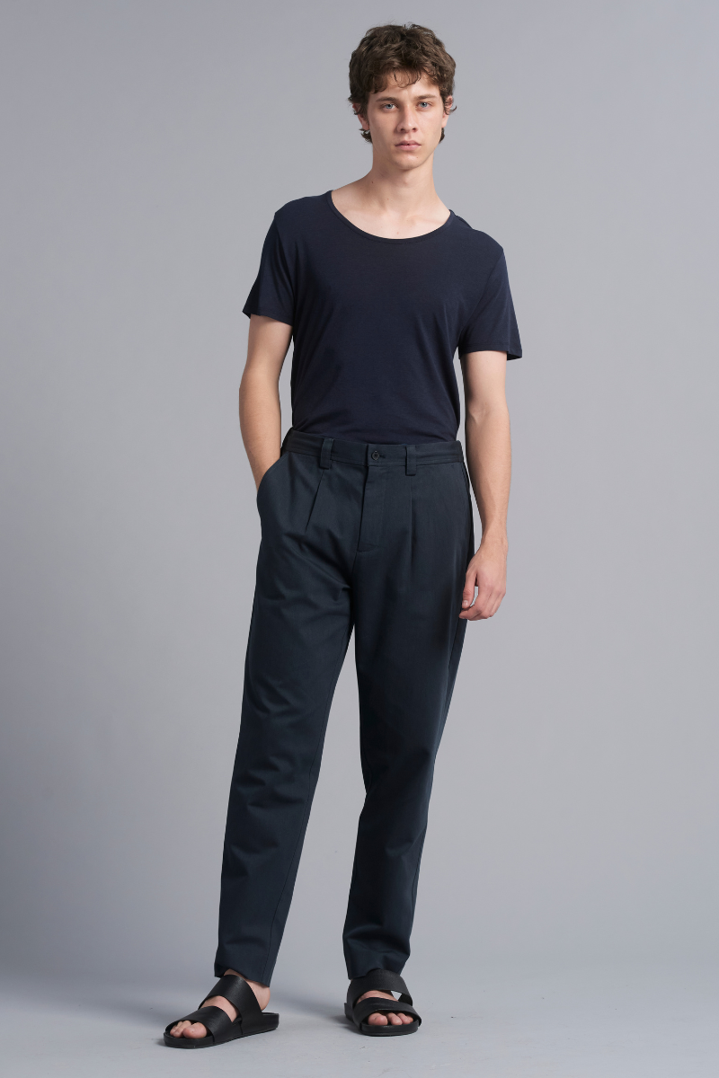 Navy Osakie Tencel™ Cotton GenderU Pants
