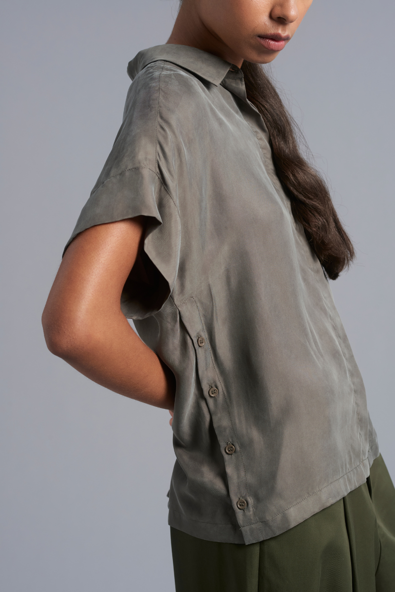 Pale Khaki Cupro Lotus Shirt