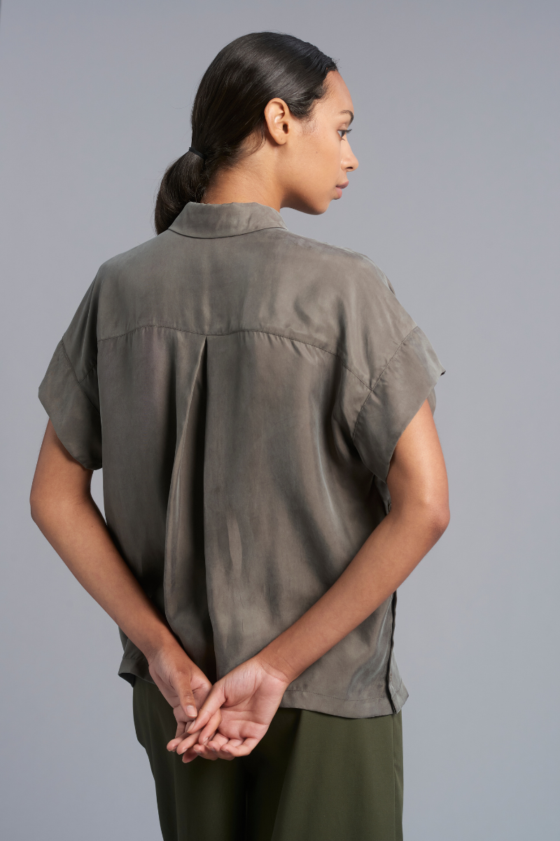Pale Khaki Cupro Lotus Shirt